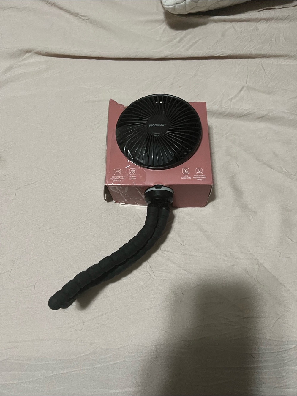 Momcozy Black Hands-Free Flexible-Nozzle Fan for Kids